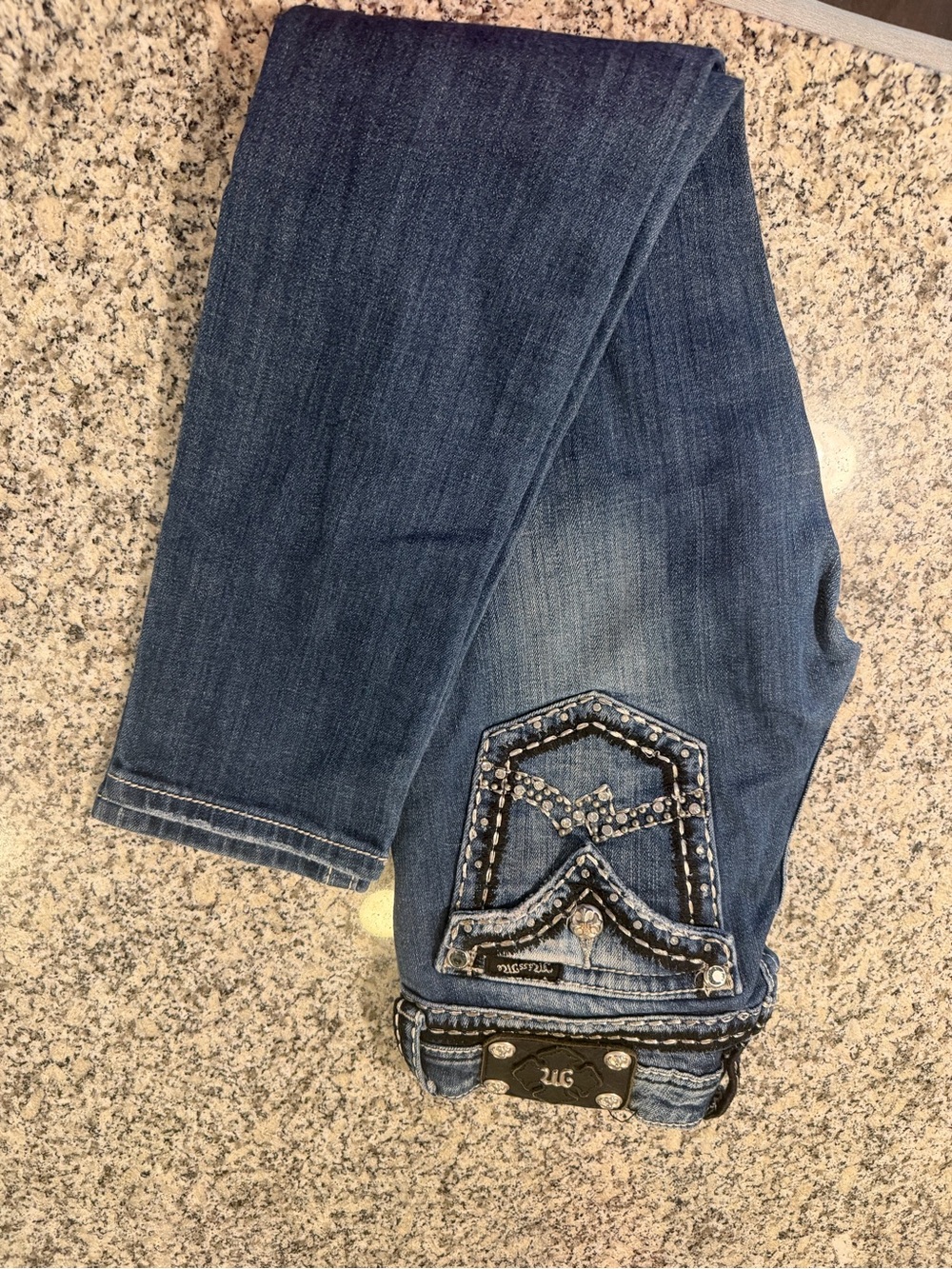 Miss Me Dark Blue Embellished Skinny Jeans